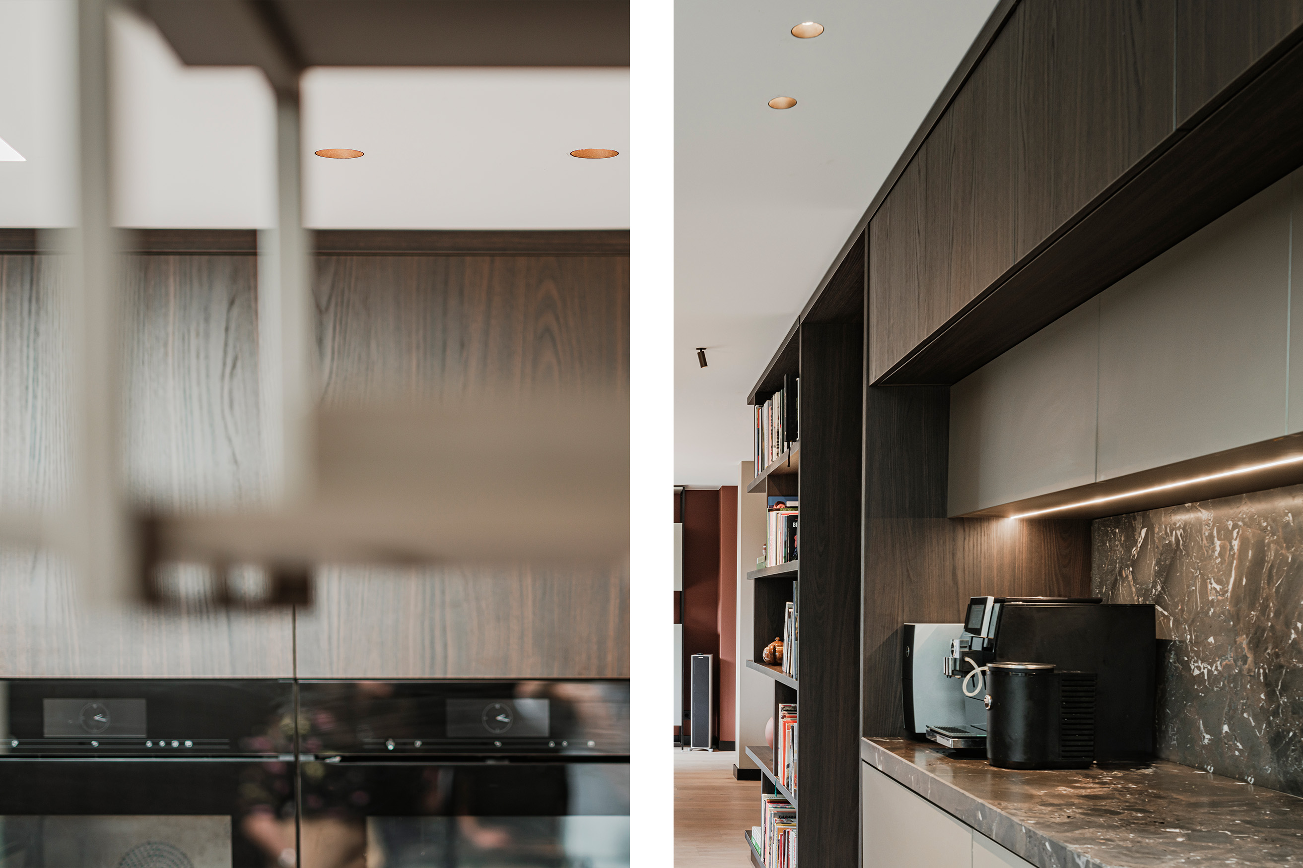 Lightinova-project-Warm-Hotel-Chique-Modern-Luxe-Interior-Hotelsfeer-Lightning-Marble-Wood-Brown-Kitchen-Island-Area-Marmer-Houten-Bruin-Keukeneiland-Keuken-Keukenruimte